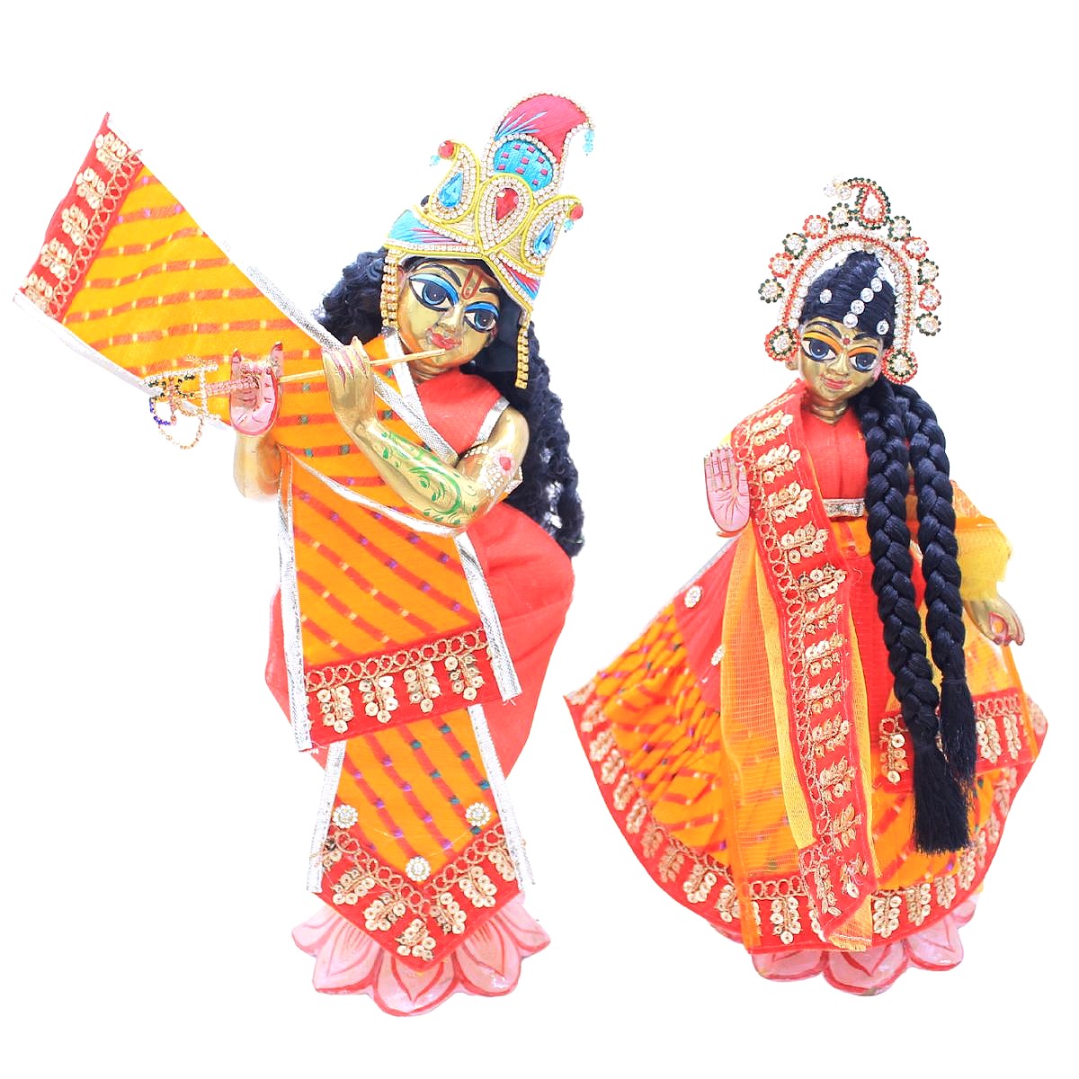 Frill and Churni print base designer poshak for Radha Krishna