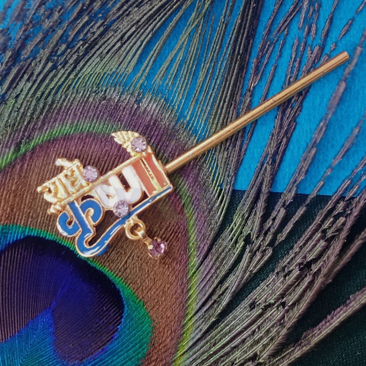 Radhey Krishna Design flute for Laddu Gopal ji (2 Inches)