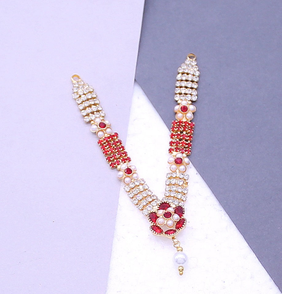 Beads & red stone decorated Haar for idols
