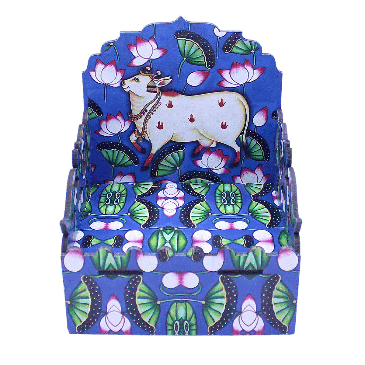 Cow and Flower printed blue designer singashan