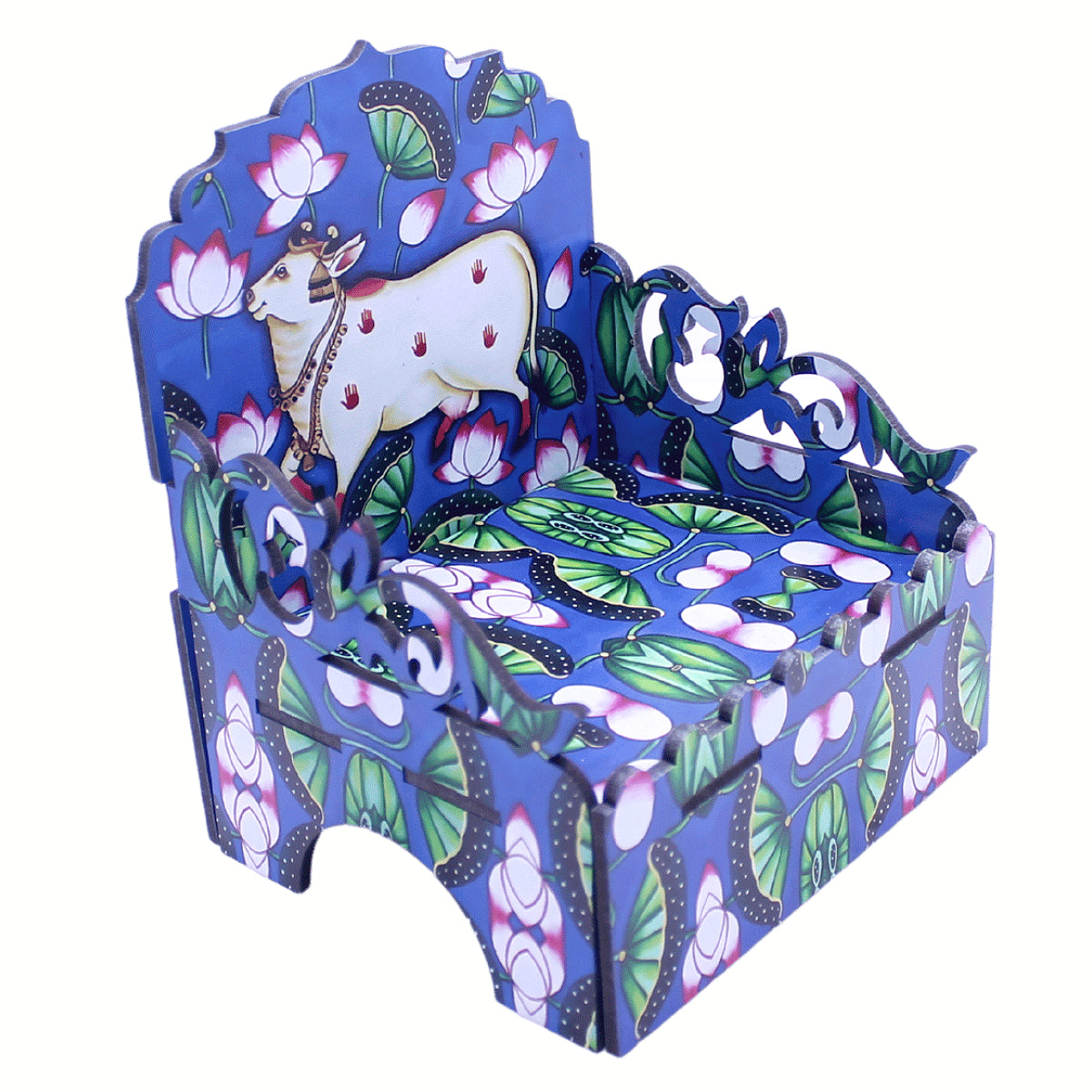 Cow and Flower printed blue designer singashan