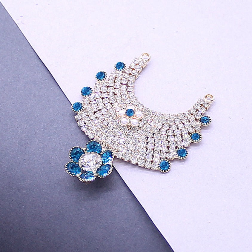 Sky blue stone decorated heavy kanthmala (Hasli) for Idols