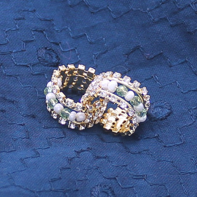 Green moti and stone decorated kangan/handcuff for idols