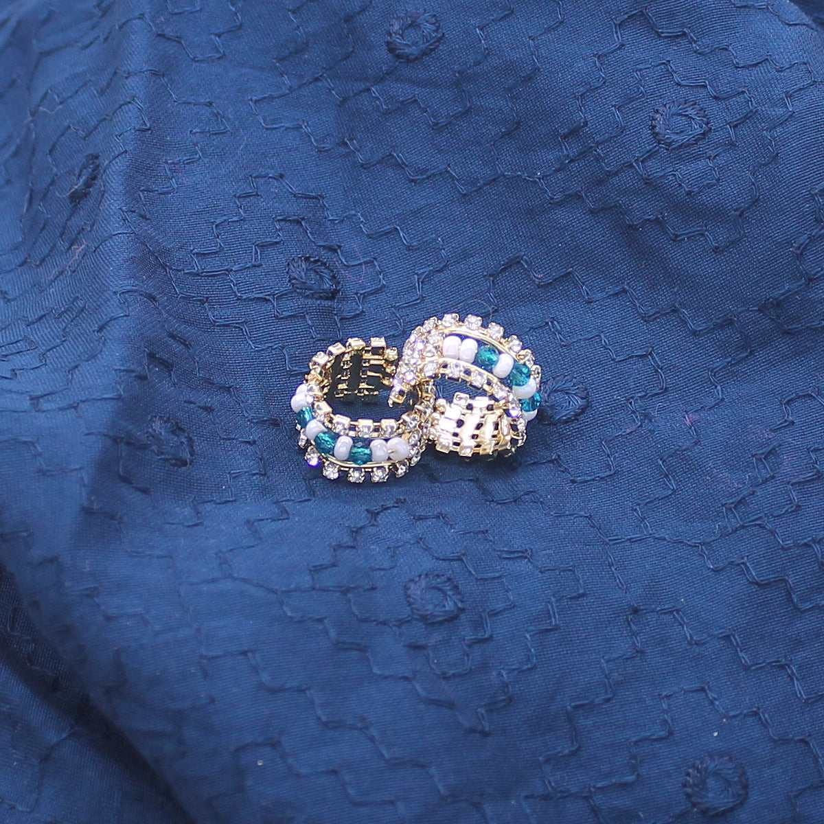 Sky Blue moti and stone decorated kangan/handcuff for idols