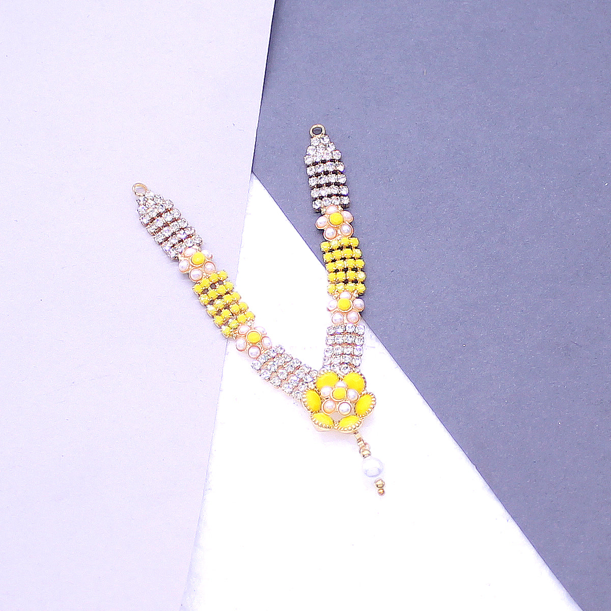 Beads & yellow stone decorated Haar for idols