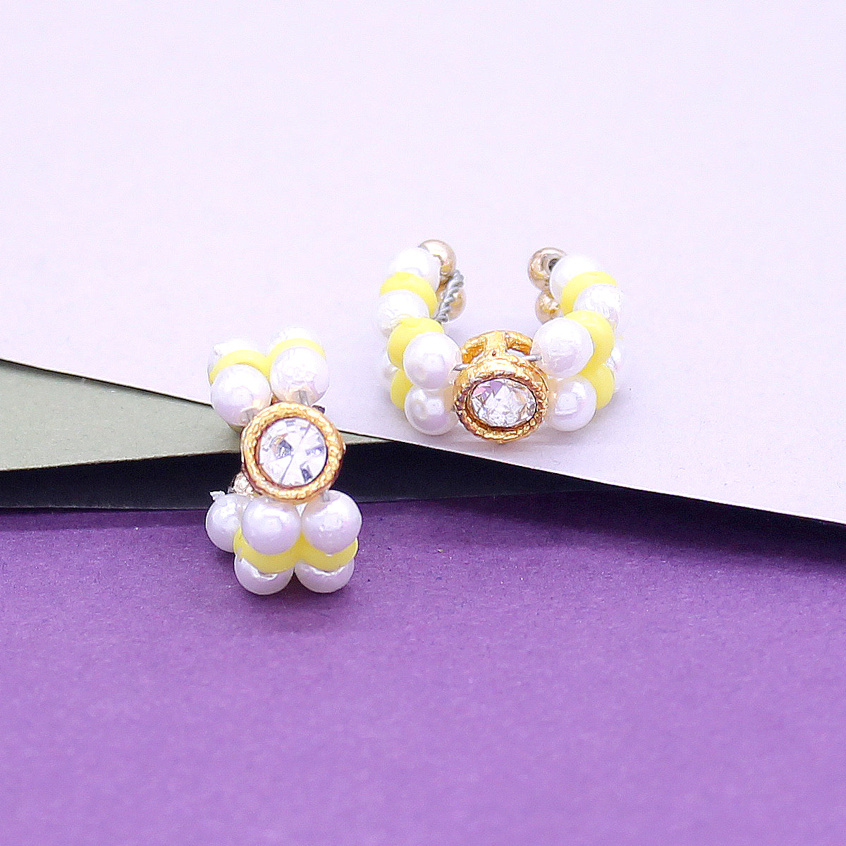 Moti And Stone decorated handcuff for idols (Yellow)