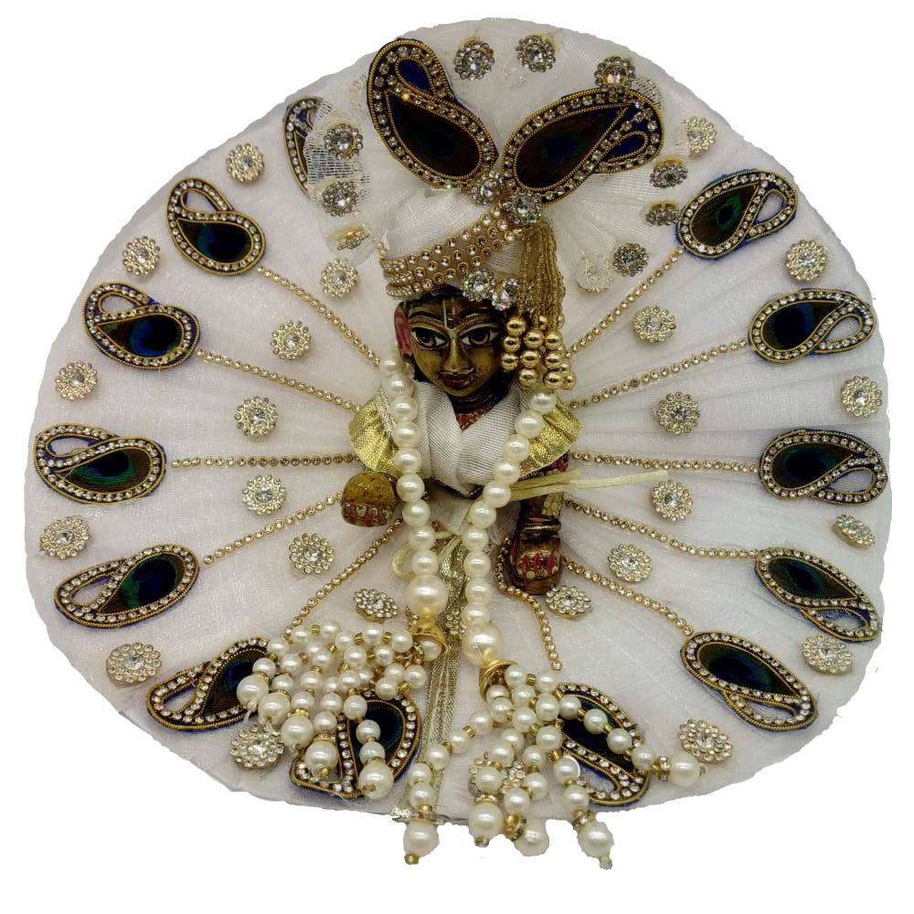 White Heavy Dress with Pagdi For Laddu Gopal