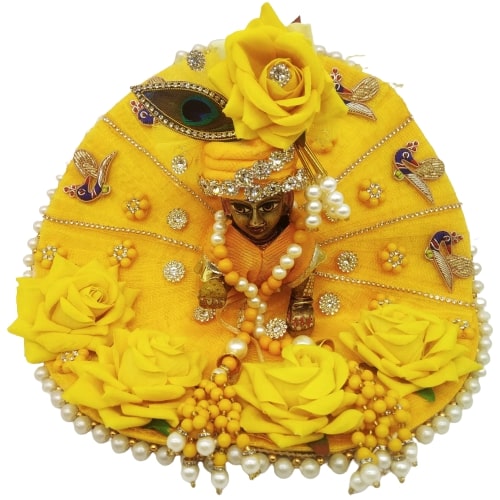 Yellow Flower Decorated Heavy Dress For Laddu Gopal