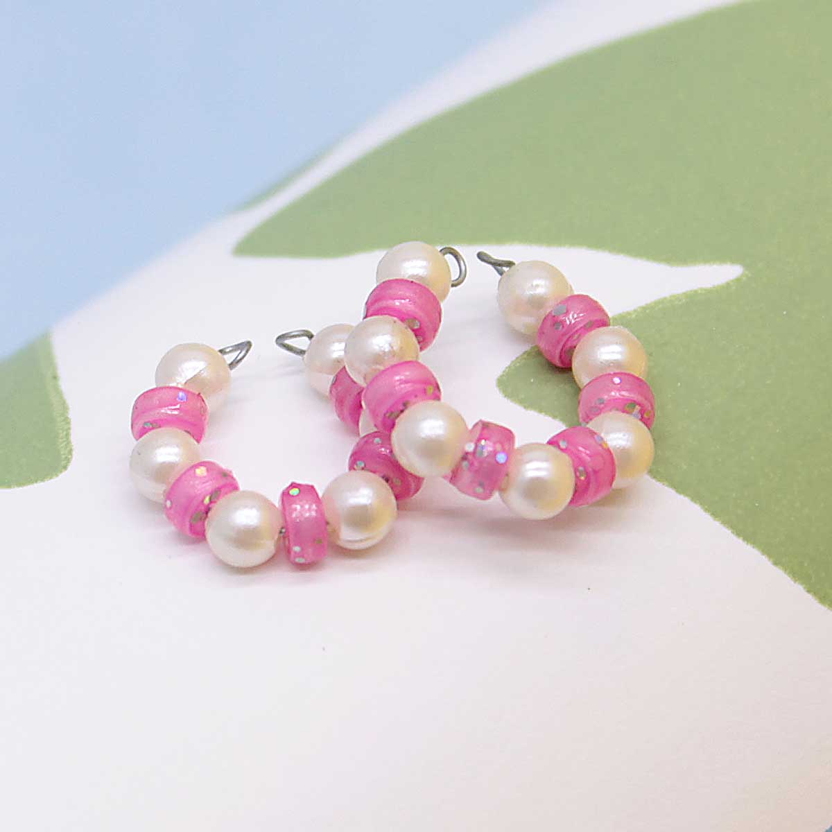 Baby Pink And White Moti Decorated Kangan For Laddu Gopal ji