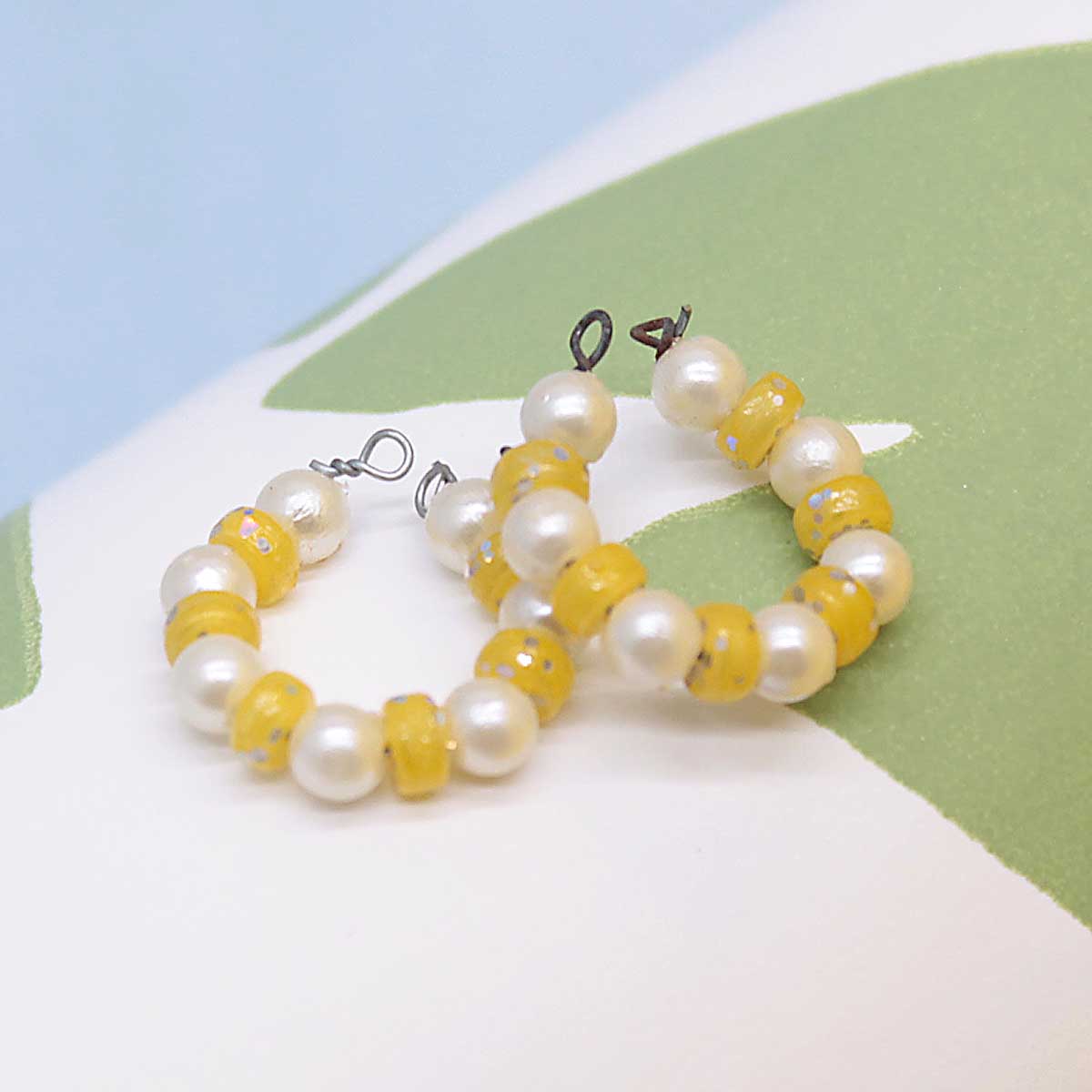 Yellow And White Moti Decorated Kangan For Laddu Gopal ji