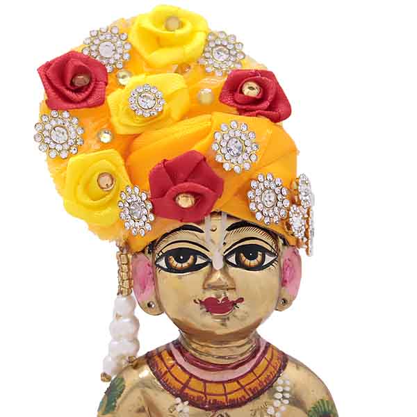 Diamond Stone Decorated Yellow Mukut For Laddu Gopal ji