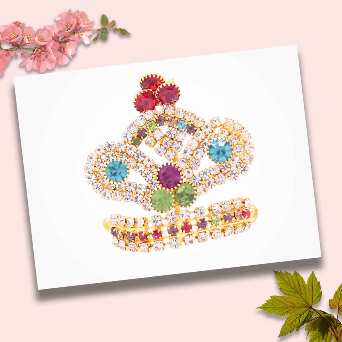 Multicolor Stone Decorated Mukut For Laddu Gopal ji (Up to 3 Number)