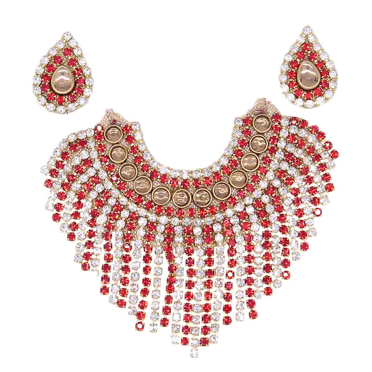 Moti Decorated Red Haar Set For Thakur Ji (Upto 6 Number)