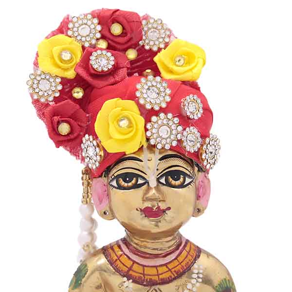 Diamond Moti Decorated Red Mukut For Laddu Gopal