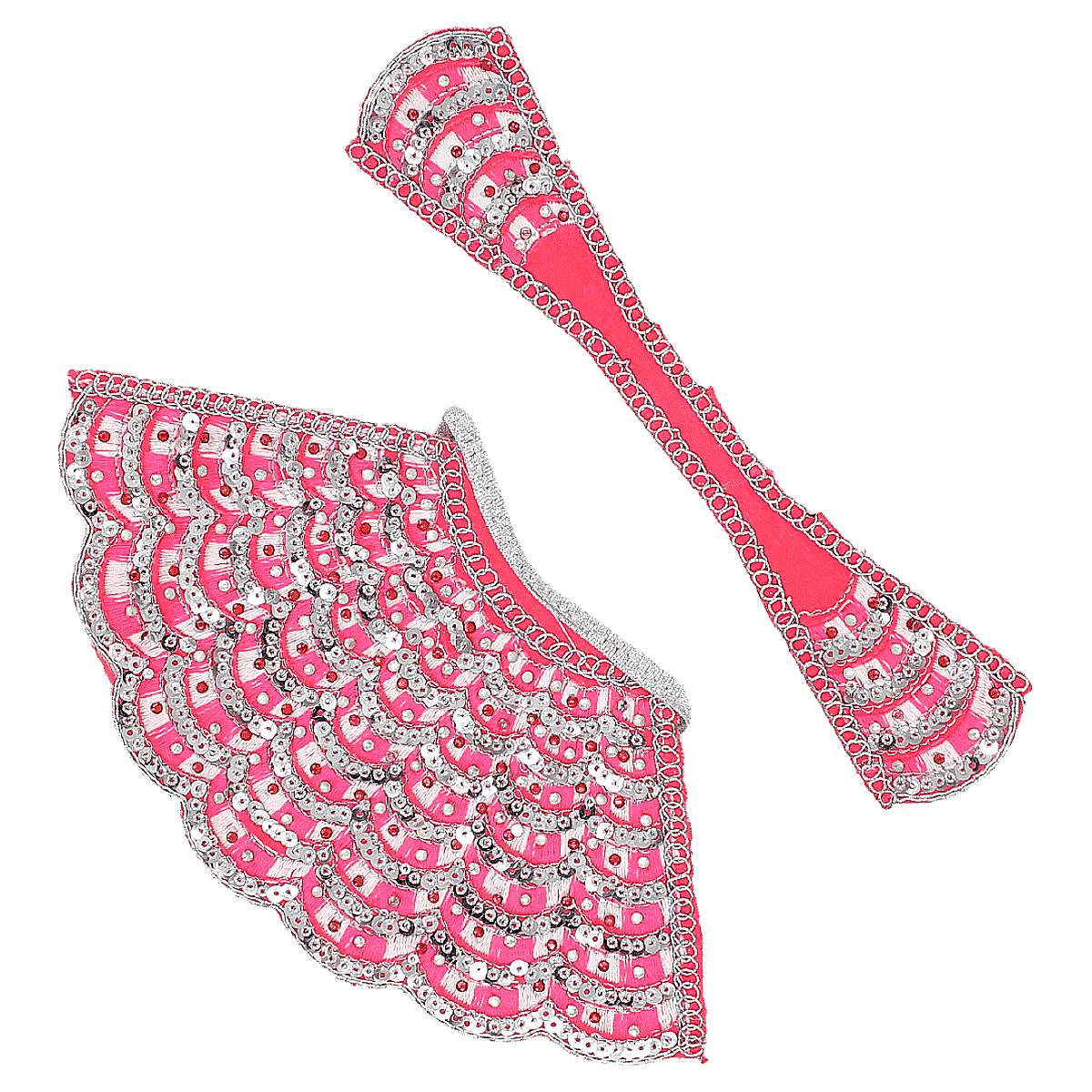 Silver border decorated red lehenga patka for Mata Rani