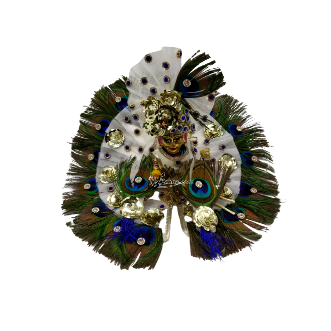 Designer Fabric Peacock Feather Dress for Kanha Ji