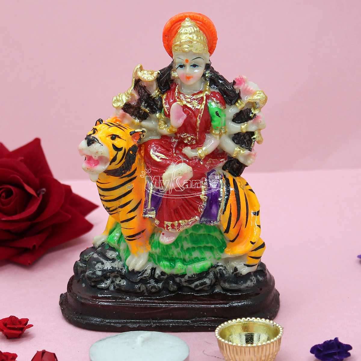 Sherawali Maa murti made of Marble dust ( 5 Inches)