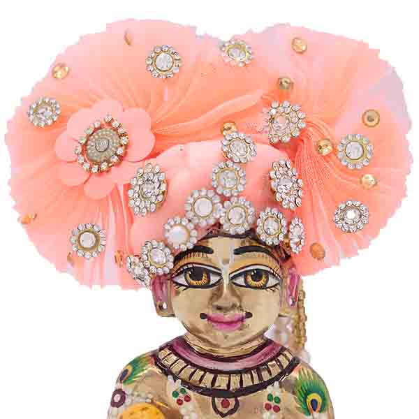 Stone Decorated Orange Mukut For Laddu Gopal ji