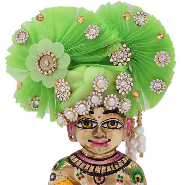 Stone Decorated Green Mukut For Laddu Gopal Ji