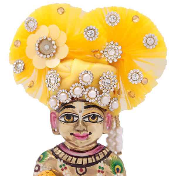 Stone Decorated Yellow Mukut For Laddu Gopal ji