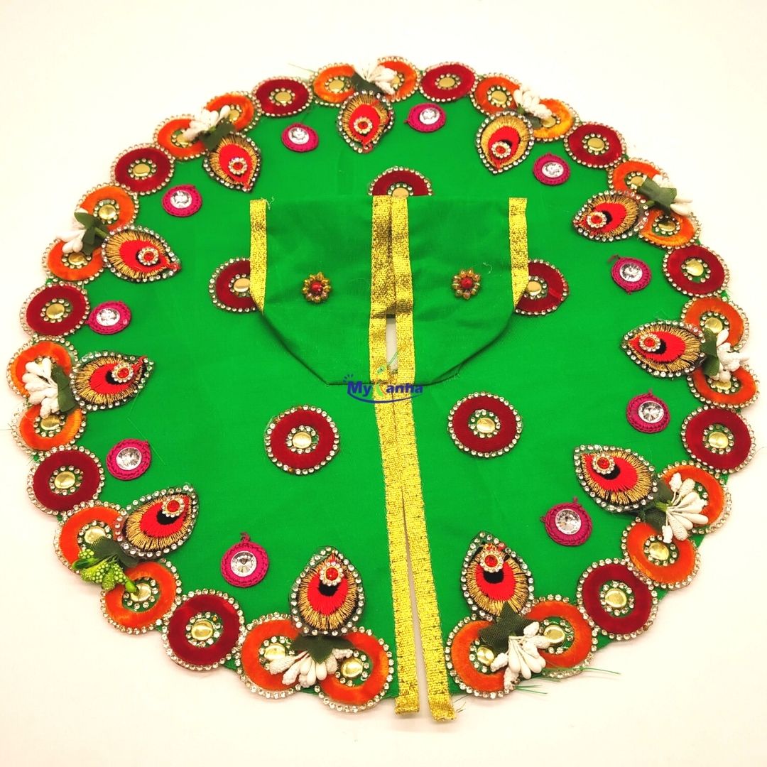 Green Border Decorated Dress for Laddu Gopal