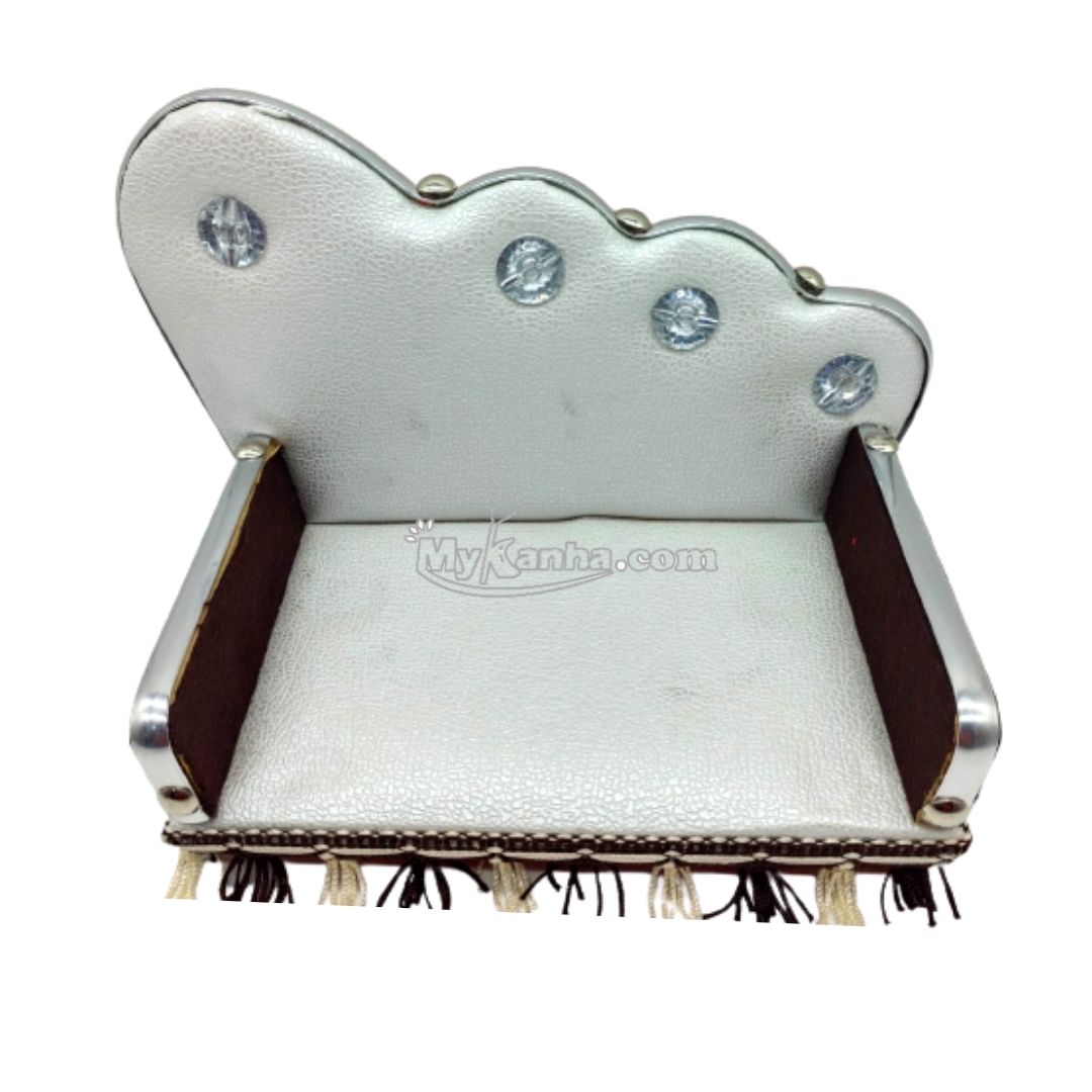 Decorated White Color Singhasan For Kanha Ji