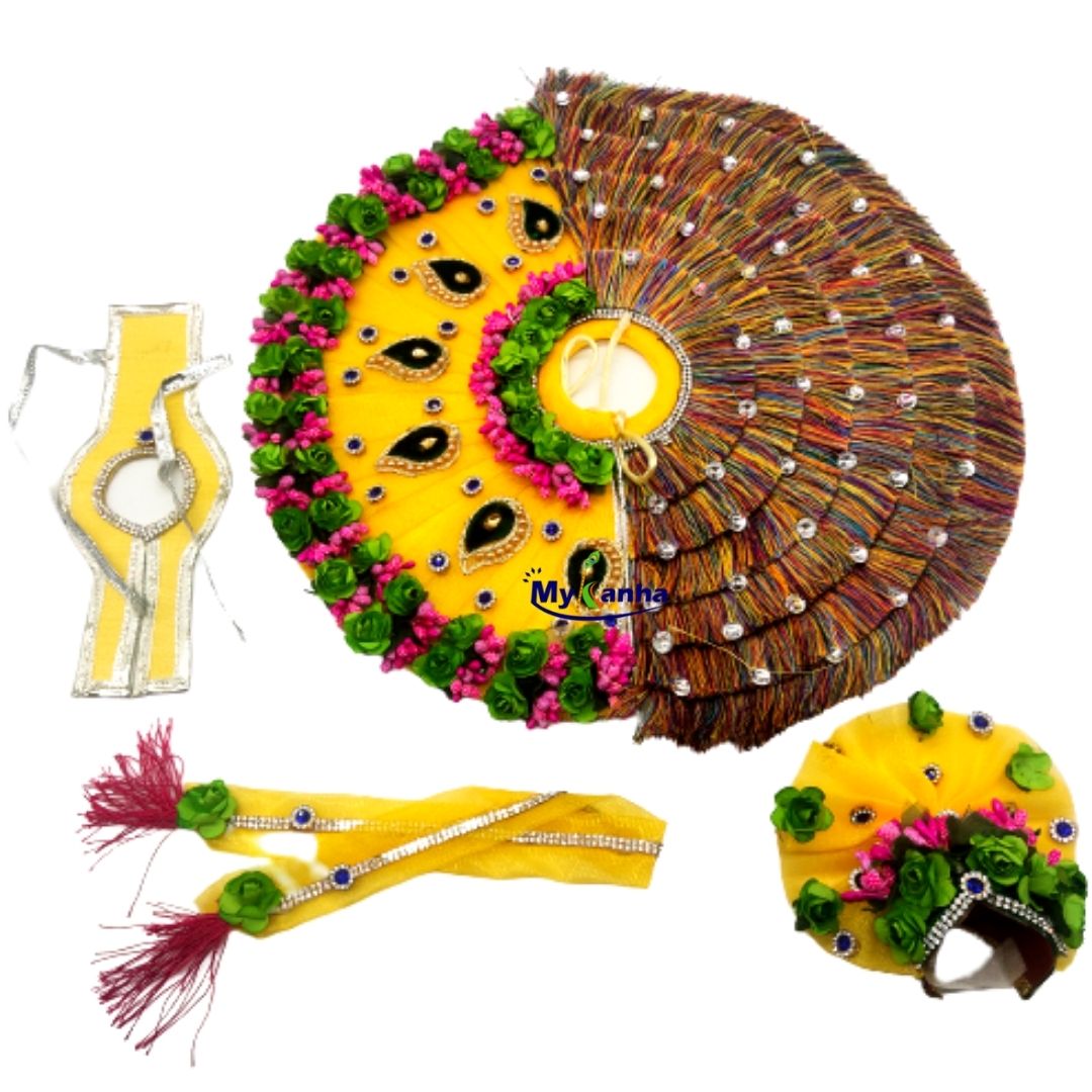 Stone flower and thread decorated dress with Mukut