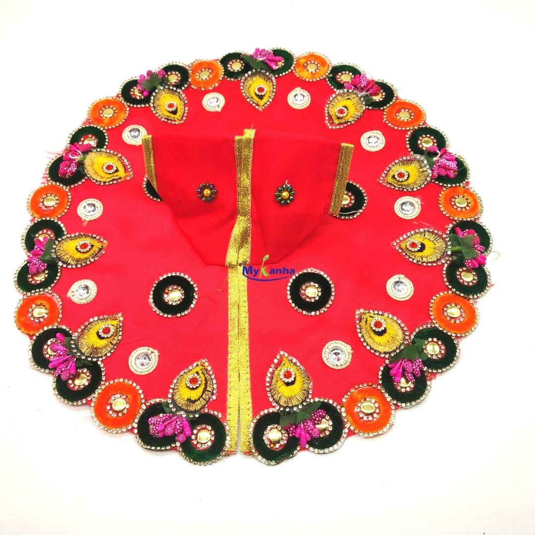 Red Border decorated dress for laddu gopal