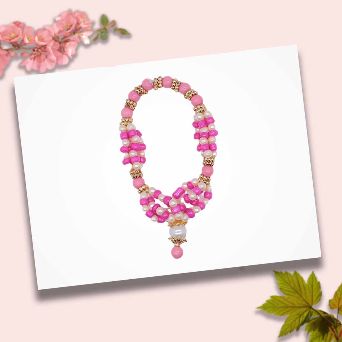 Pink Moti Decorated haar For Laddu Gopal