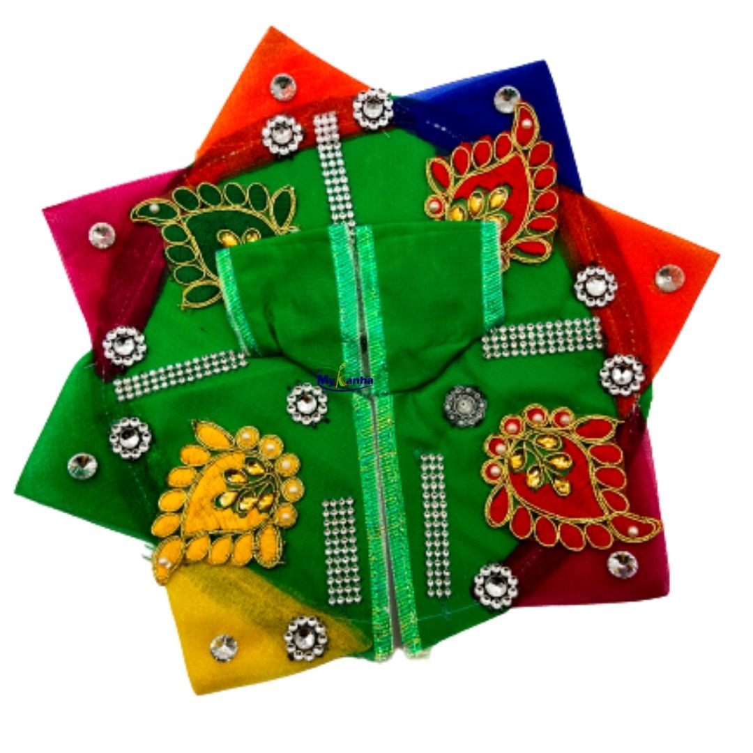 Laddu Gopal Stone Work Green Dress