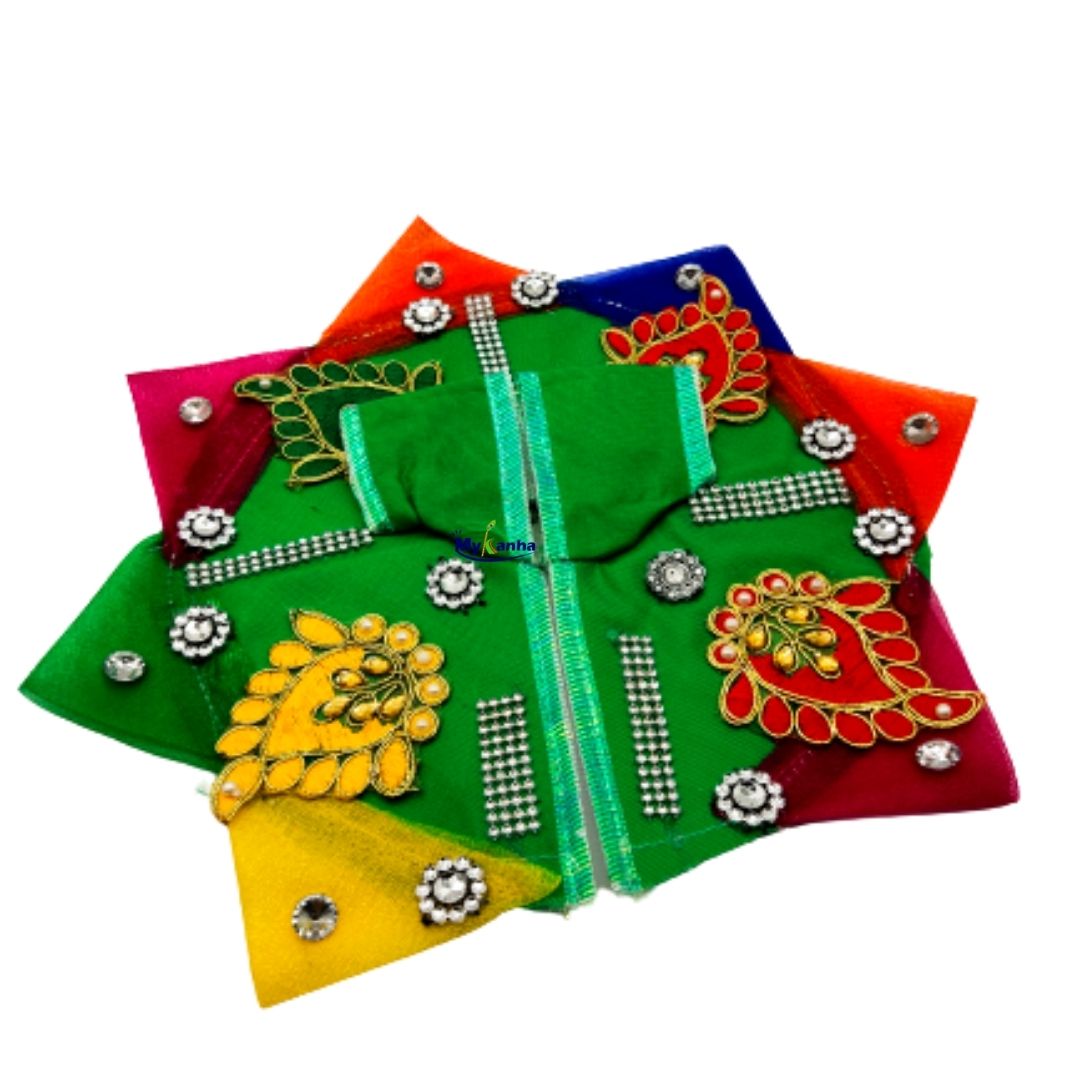 Laddu Gopal Stone Work Green Dress