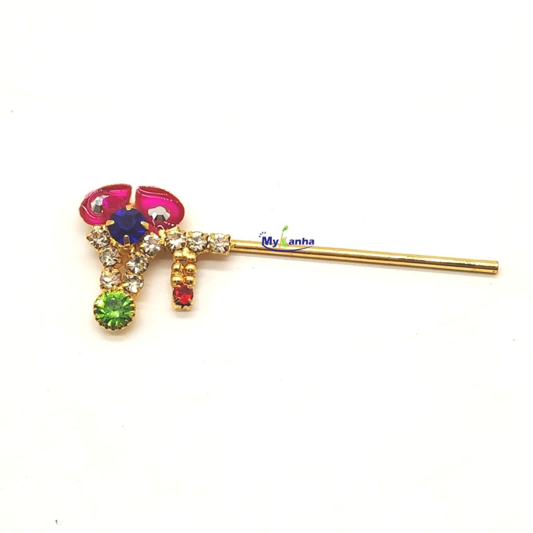 Metal Flute With Stone For Laddu Gopal
