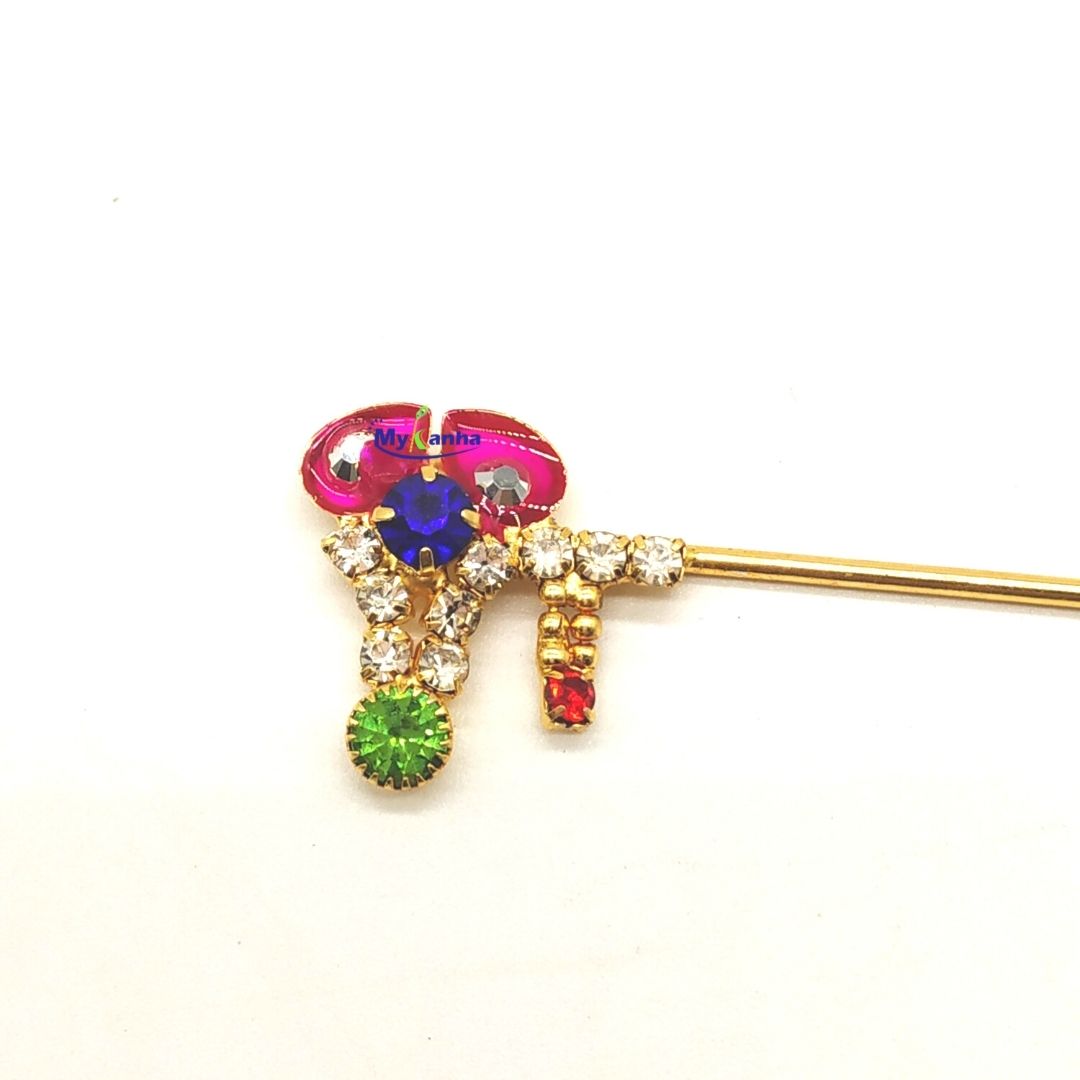 Metal Flute With Stone For Laddu Gopal