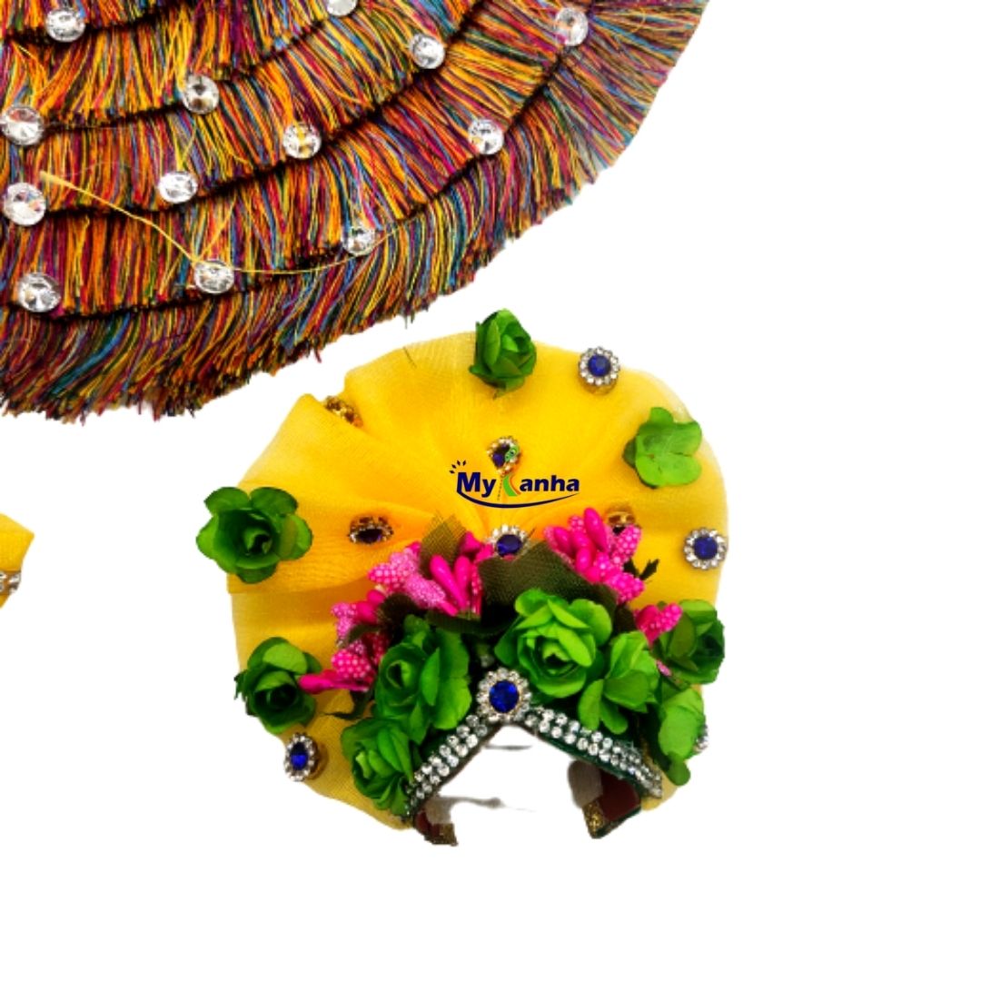 Stone flower and thread decorated dress with Mukut