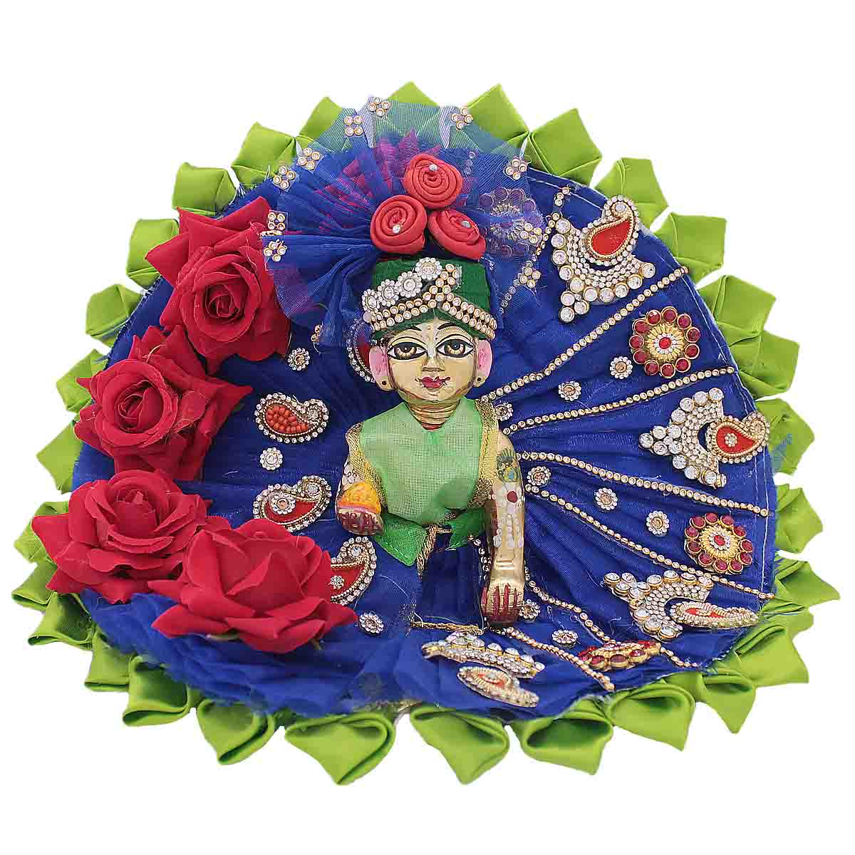 Beautiful Flower Design Heavy Blue Dress For Laddu Gopal