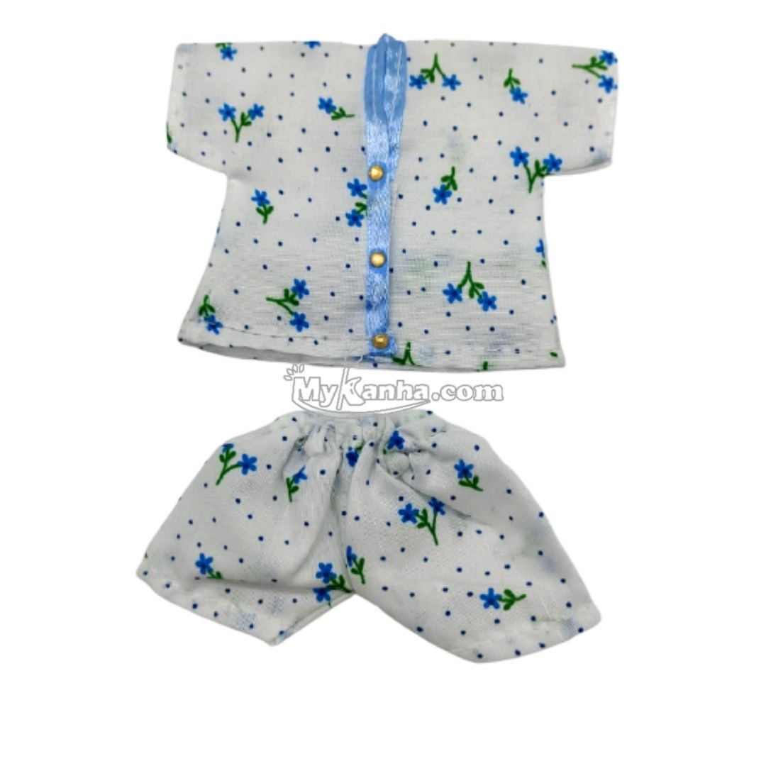 Printed Blue Kanha Ji Cotton Night Dress