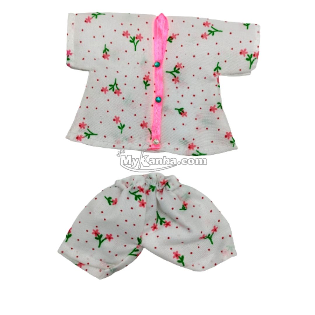 Printed Pink Kanha Ji Cotton Night Dress