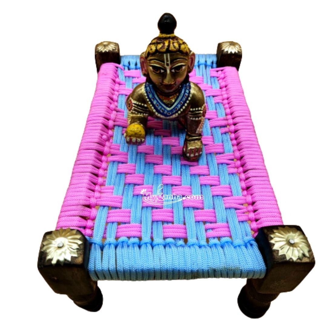 Laddu Gopal Fancy Wooden Charpai/Cot (Large)