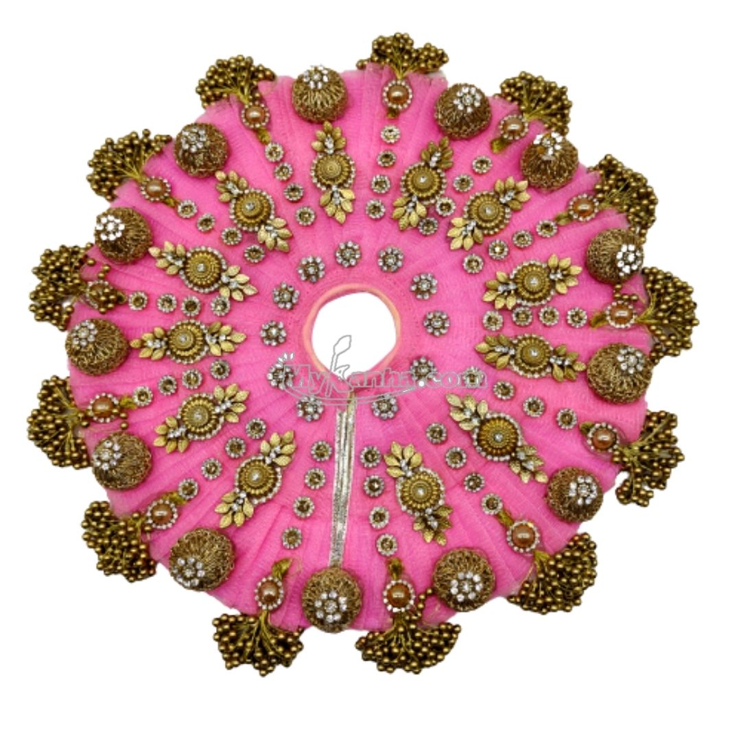 Heavy Bead Work Festival Pink Dress with Pagadi/Mukut for Laddu Gopal