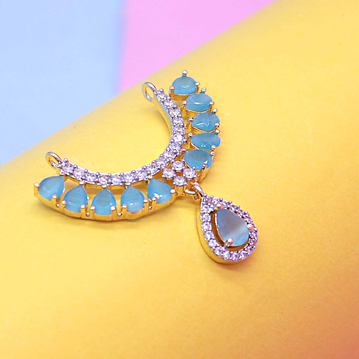 AD Sky Blue Sone Decorated Haar For Laddu Gopal Ji (Upto 6 number)