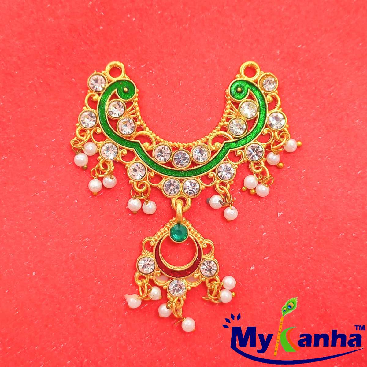 Stone decorated golden and green heavy haar for Idols