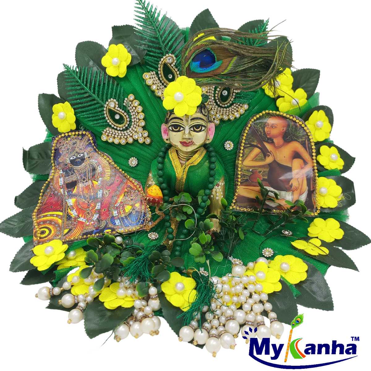 Leaf and Sticker decorated dress for Kanha Ji