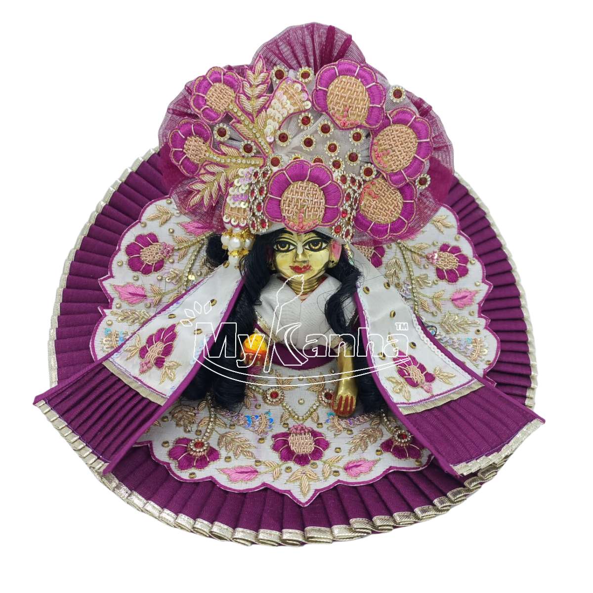 Purple & White heavy Janmashtami special dress for Laddu Gopal Ji