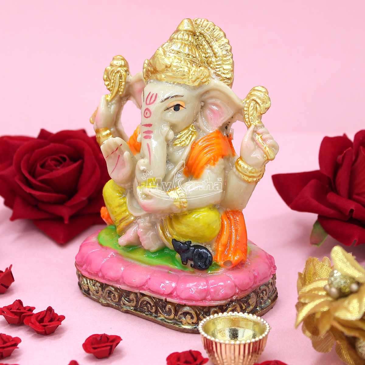 Ganesh ji Murti made of Marble dust (4 Inches)