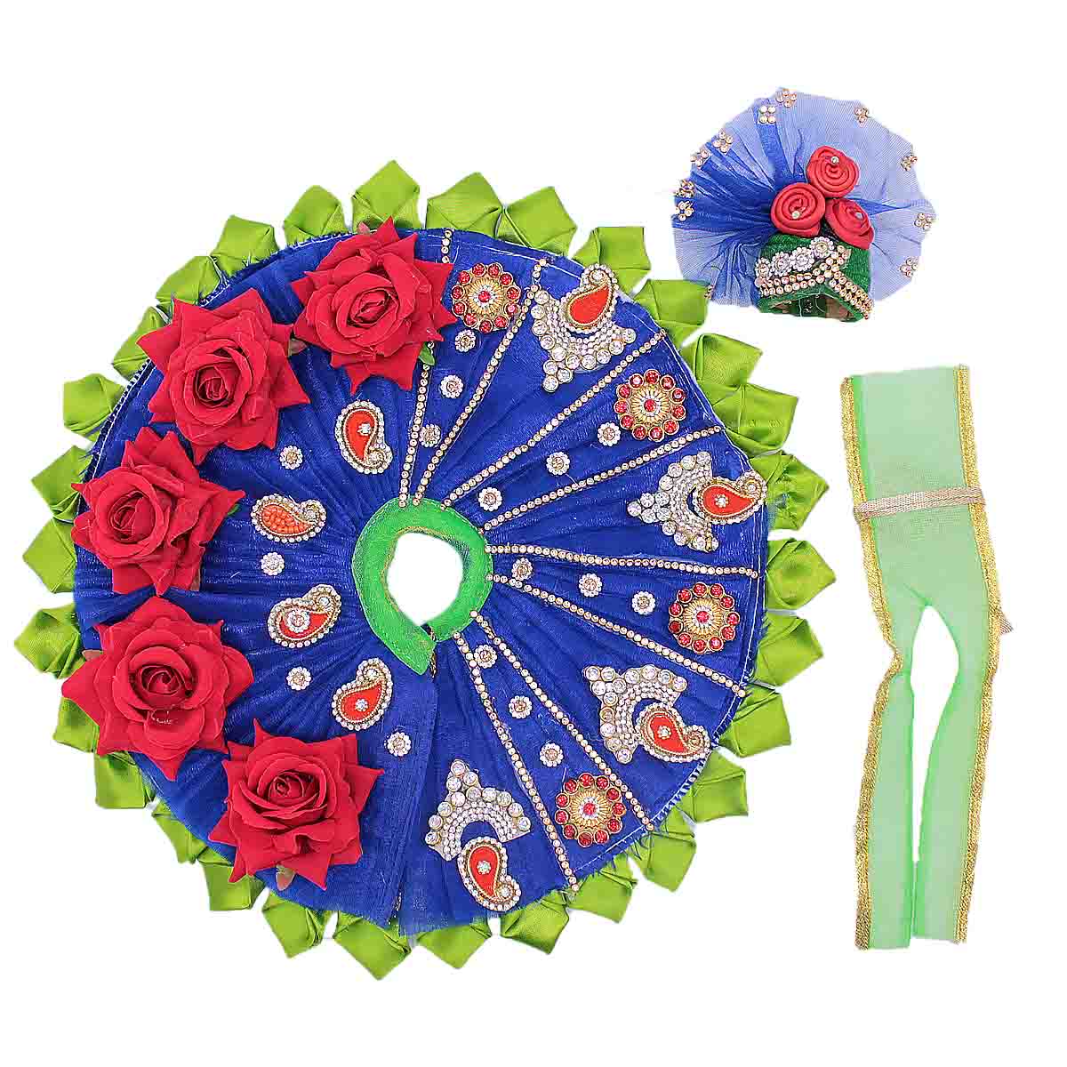 Beautiful Flower Design Heavy Blue Dress For Laddu Gopal