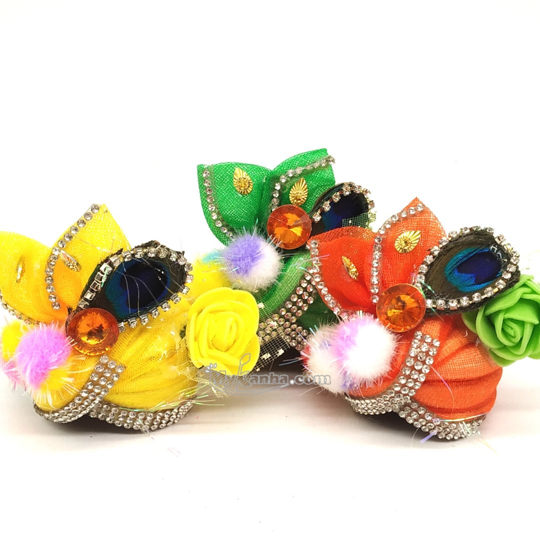 Pom pom and moti decorated mukut