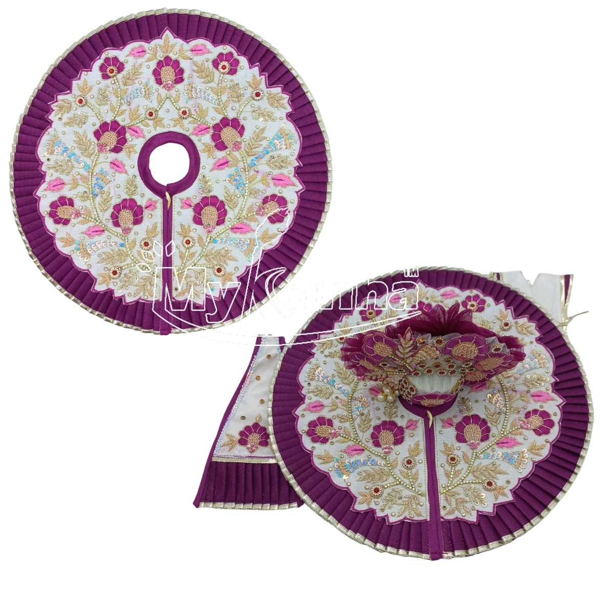 Purple & White heavy Janmashtami special dress for Laddu Gopal Ji
