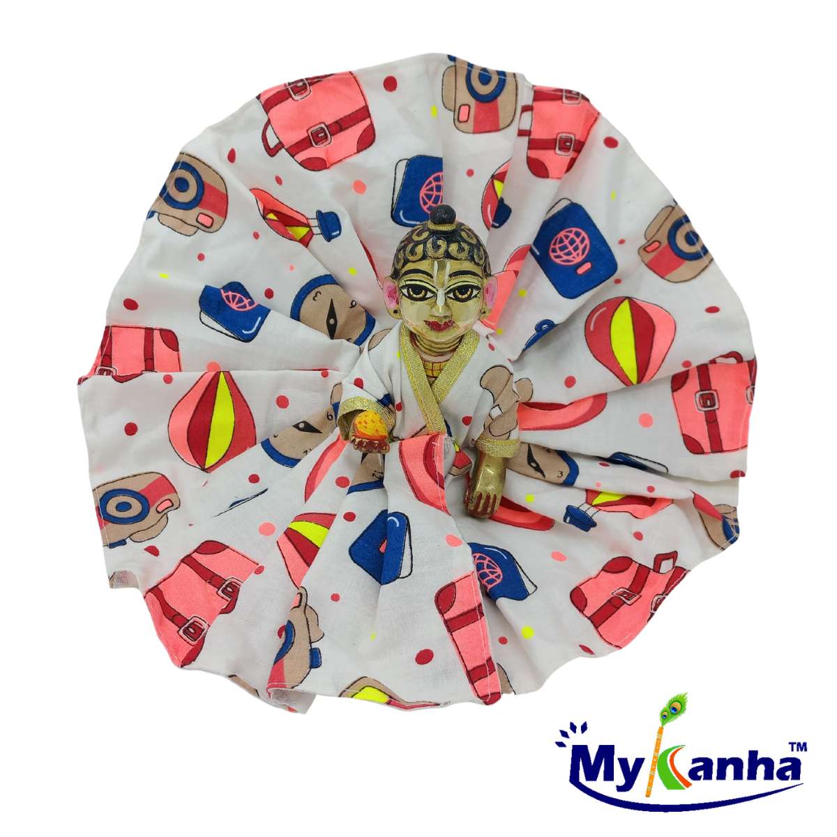 Cotton white printed poshak for Laddu Gopal ji