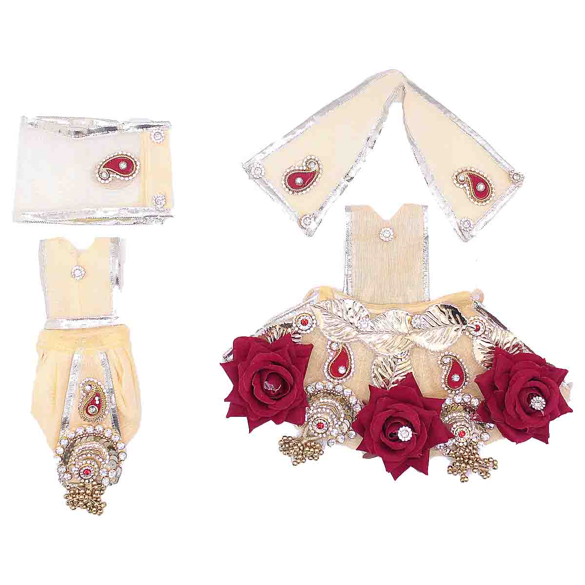 Flower decorated heavy dress for Radha Krishna ji