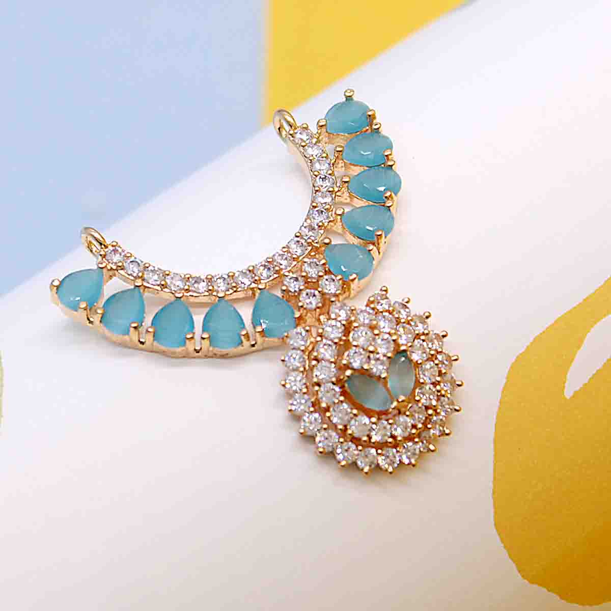 Heavy Sky Blue AD Stone Decorated Haar For Laddu Gopal Ji (Upto 6 number)